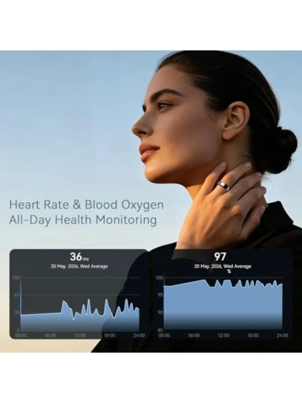 Smart Fitness Tracker Ring for Sleep Health - Stylish Silver Design for All